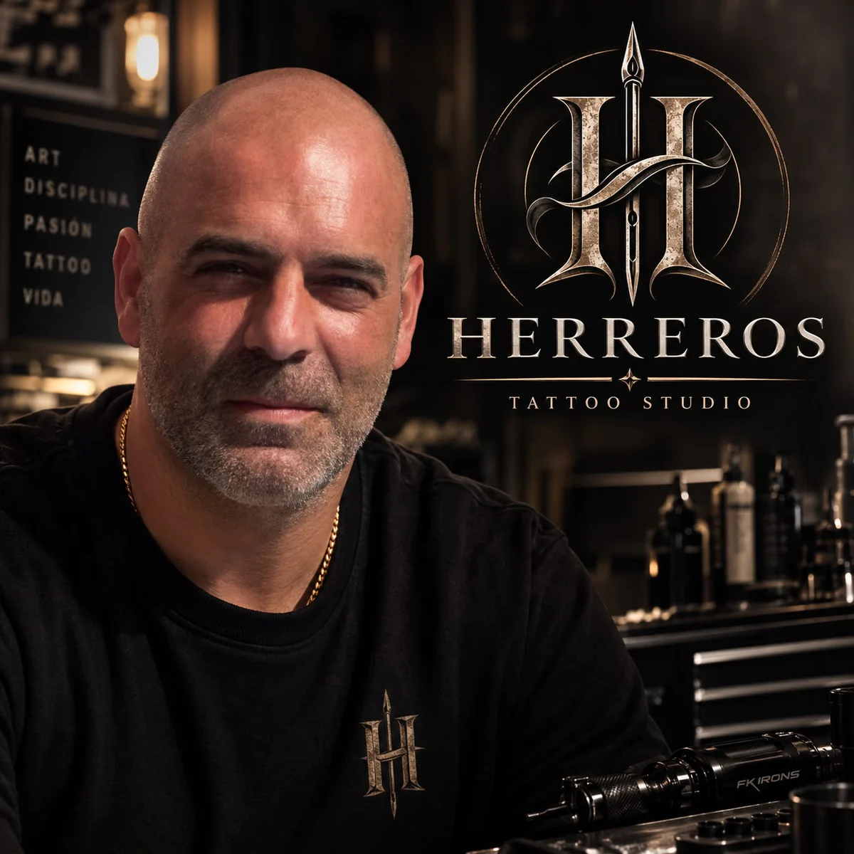 Rubén, dueño y tatuador de Herreros Tattoo Studio
